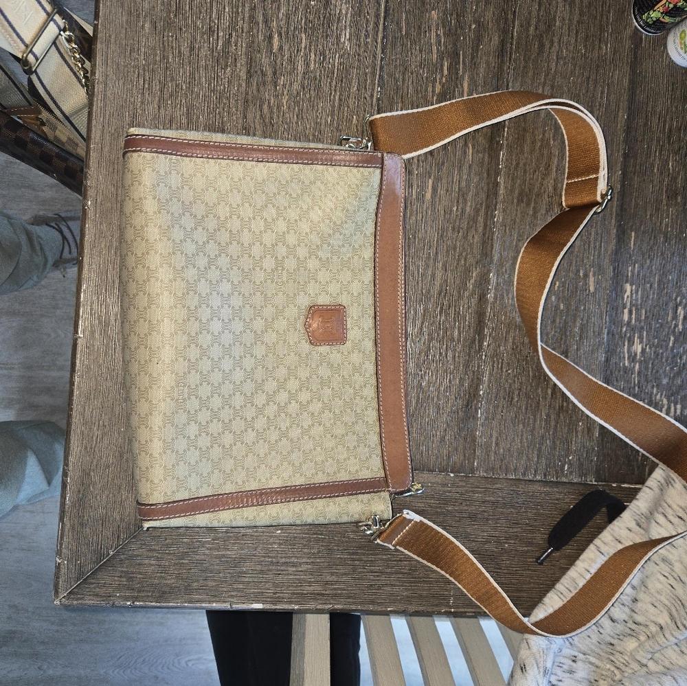 Celine Tan and Brown Crossbody Bag with Signature Style - Picture 13 of 13